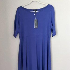 Eileen Fisher Viscose Flare Dress Blue NWT Size L